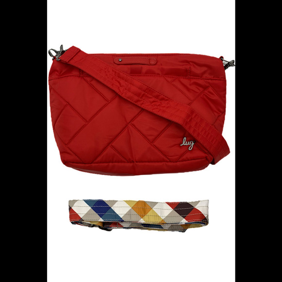 Lug RFID Medium Crossbody Multi-Strap & Charm Flare 2 Poppy Red - Picture 1 of 4